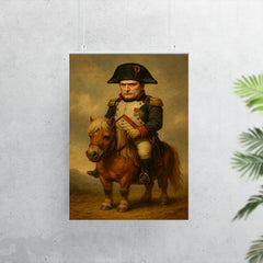 Napoleon Bonaparte looking unhappy while riding a very small Shetland pony poster 7