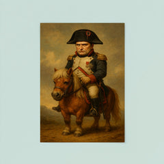 Napoleon Bonaparte looking unhappy while riding a very small Shetland pony poster 8