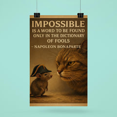 napoleon bonaparte quote impossible is a word only in dictionary of fools mouse illustration poster 6
