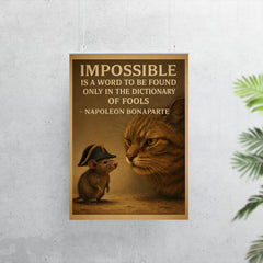 napoleon bonaparte quote impossible is a word only in dictionary of fools mouse illustration poster 7