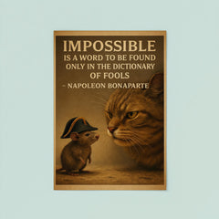 napoleon bonaparte quote impossible is a word only in dictionary of fools mouse illustration poster 8