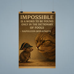 napoleon bonaparte quote impossible is a word only in dictionary of fools mouse illustration poster 9
