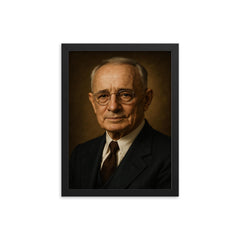 Napoleon Hill portrait framed print on a plain backdrop in size 12"x16".