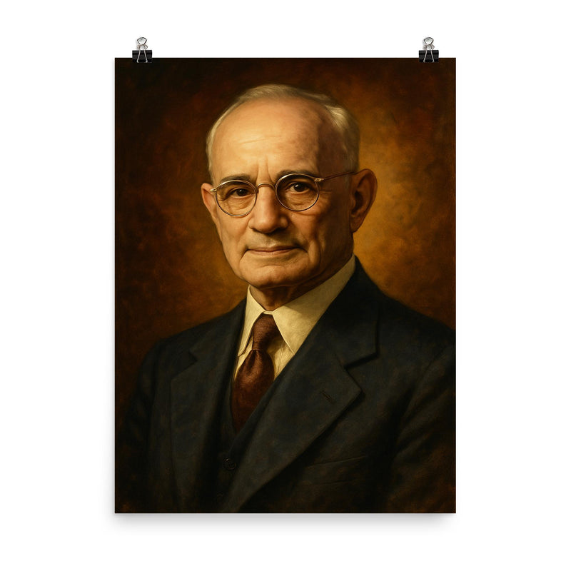 Napoleon Hill poster on a plain backdrop in size 8