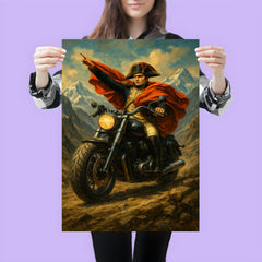 Napoleon riding a beefy motorbike across the Alps poster 3
