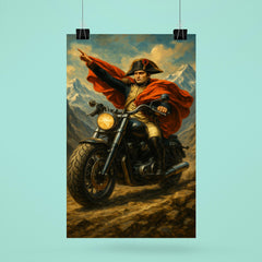 Napoleon riding a beefy motorbike across the Alps poster 6