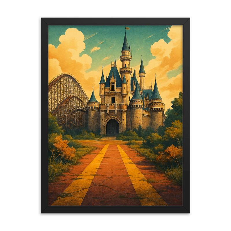 Nara Dreamland Japan framed print on a plain backdrop in size 18