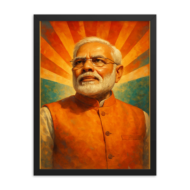 Narendra Modi framed print on a plain backdrop in size 18