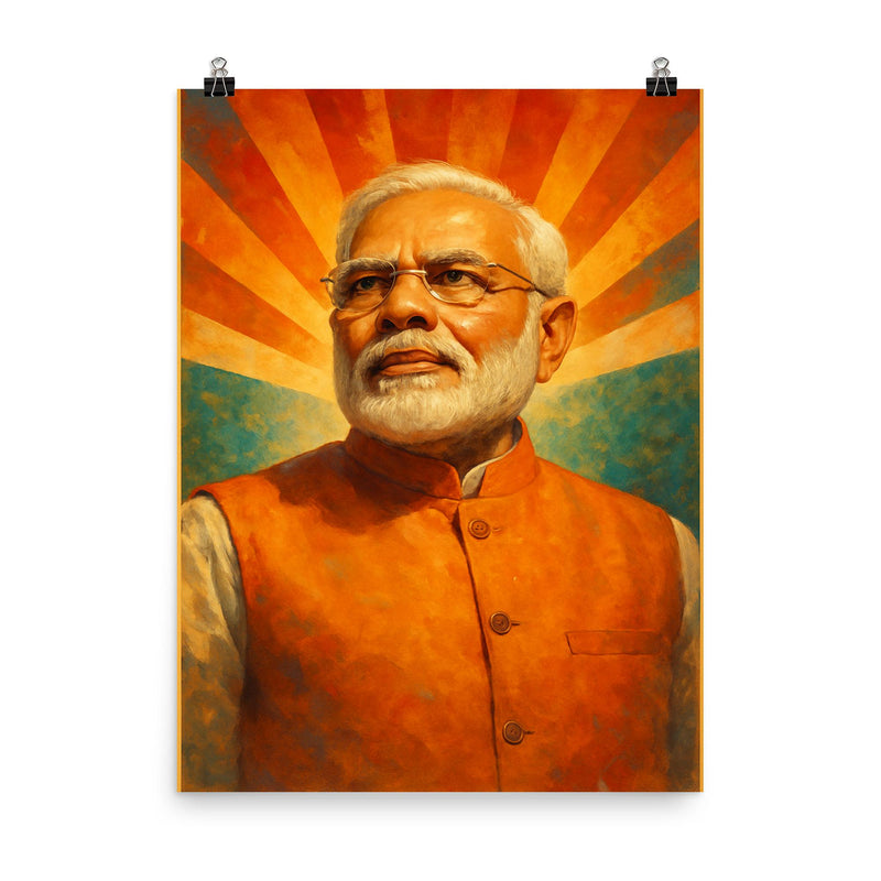 Narendra Modi poster on a plain backdrop in size 8