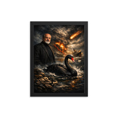 Nassim Nicholas Taleb black swan tableau framed print on a plain backdrop in size 12"x16".
