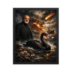 Nassim Nicholas Taleb black swan tableau framed print on a plain backdrop in size 16"x20".