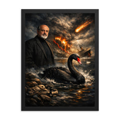 Nassim Nicholas Taleb black swan tableau framed print on a plain backdrop in size 18"x24".