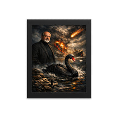 Nassim Nicholas Taleb black swan tableau framed print on a plain backdrop in size 8"x10".