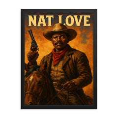 Nat Love framed print on a plain backdrop in size 18"x24".