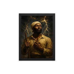 Nat Turner prophetic storm portrait framed print on a plain backdrop in size 12"x16".