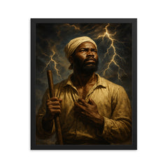 Nat Turner prophetic storm portrait framed print on a plain backdrop in size 16"x20".