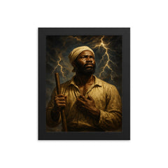 Nat Turner prophetic storm portrait framed print on a plain backdrop in size 8"x10".