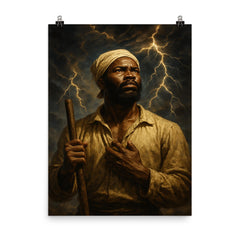Nat Turner prophetic storm portrait poster on a plain backdrop in size 8"x10".