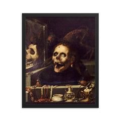 Natura Morta Macabra by Jacopo Ligozzi, 1604 framed print on a plain backdrop in size 16"x20".
