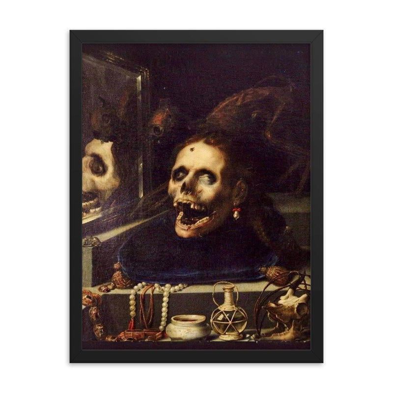 Natura Morta Macabra by Jacopo Ligozzi, 1604 framed print on a plain backdrop in size 18