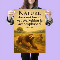Nature does not hurry Laozi quote sloth beats rabbit inspiring poster poster 3