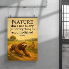 Nature does not hurry Laozi quote sloth beats rabbit inspiring poster poster 4