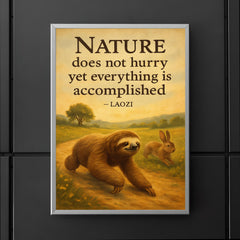 Nature does not hurry Laozi quote sloth beats rabbit inspiring poster poster 5