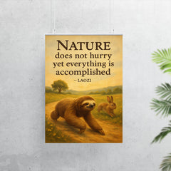 Nature does not hurry Laozi quote sloth beats rabbit inspiring poster poster 7