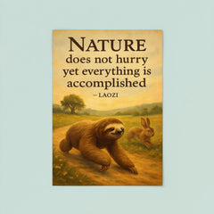 Nature does not hurry Laozi quote sloth beats rabbit inspiring poster poster 8