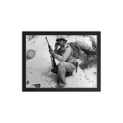 Navajo Code Talker framed print on a plain backdrop in size 12"x16".