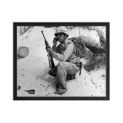 Navajo Code Talker framed print on a plain backdrop in size 16"x20".