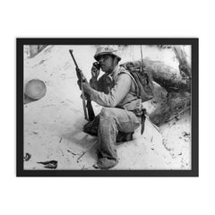 Navajo Code Talker framed print on a plain backdrop in size 18"x24".