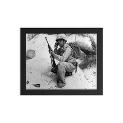 Navajo Code Talker framed print on a plain backdrop in size 8"x10".
