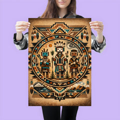 Navajo Yei figures in sandpainting geometry poster 3