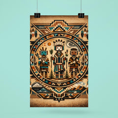 Navajo Yei figures in sandpainting geometry poster 6
