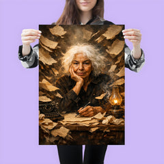 Nawal El Saadawi amid torn manuscripts poster 3