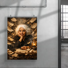 Nawal El Saadawi amid torn manuscripts poster 4