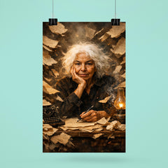 Nawal El Saadawi amid torn manuscripts poster 6