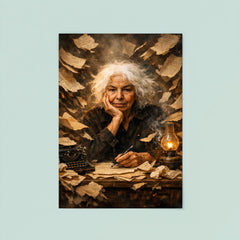 Nawal El Saadawi amid torn manuscripts poster 8