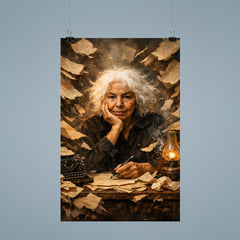 Nawal El Saadawi amid torn manuscripts poster 9