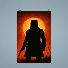 Ned Kelly in iron armor silhouette poster 9