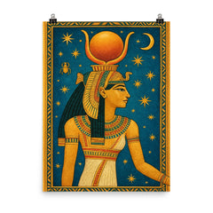 Nefertari in celestial tomb ceiling blue poster on a plain backdrop in size 8"x10".