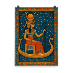 Nefertari in celestial voyage beneath star painted tomb ceiling poster on a plain backdrop in size 8"x10".
