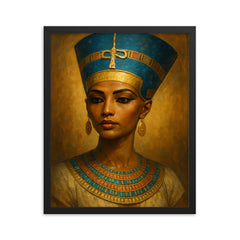 Nefertiti framed print on a plain backdrop in size 16"x20".
