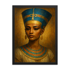 Nefertiti framed print on a plain backdrop in size 18"x24".