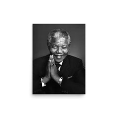 Nelson Mandela poster on a plain backdrop in size 12"x16".