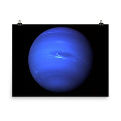 Neptune planet in space poster on a plain backdrop in size 8"x10".