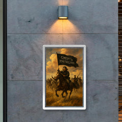 Nestor Makhno black banner cavalry in Ukrainian steppe poster 2