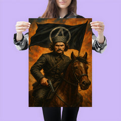 Nestor Makhno black banner cavalry portrait poster 3