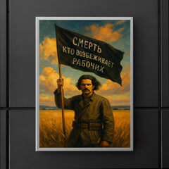 Nestor Makhno black banner in Ukrainian steppe poster 5